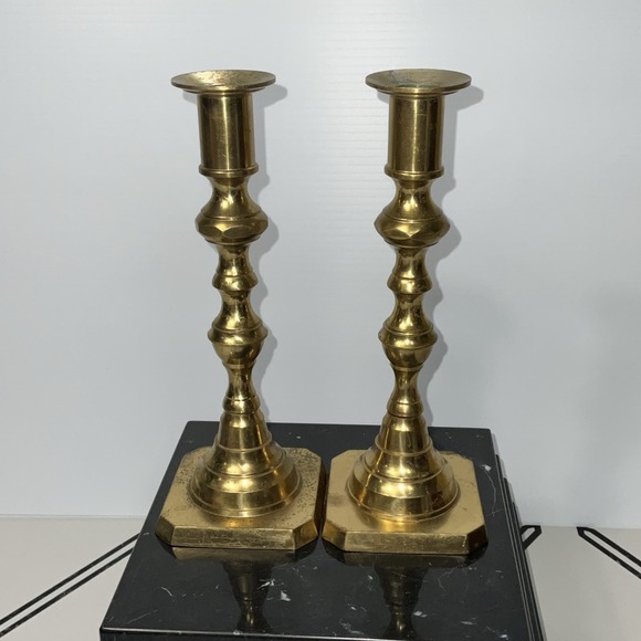 The Unbranded Brand Other - Andrea By Sadek Vintage Solid Brass Taper Candleholders Set Of 2